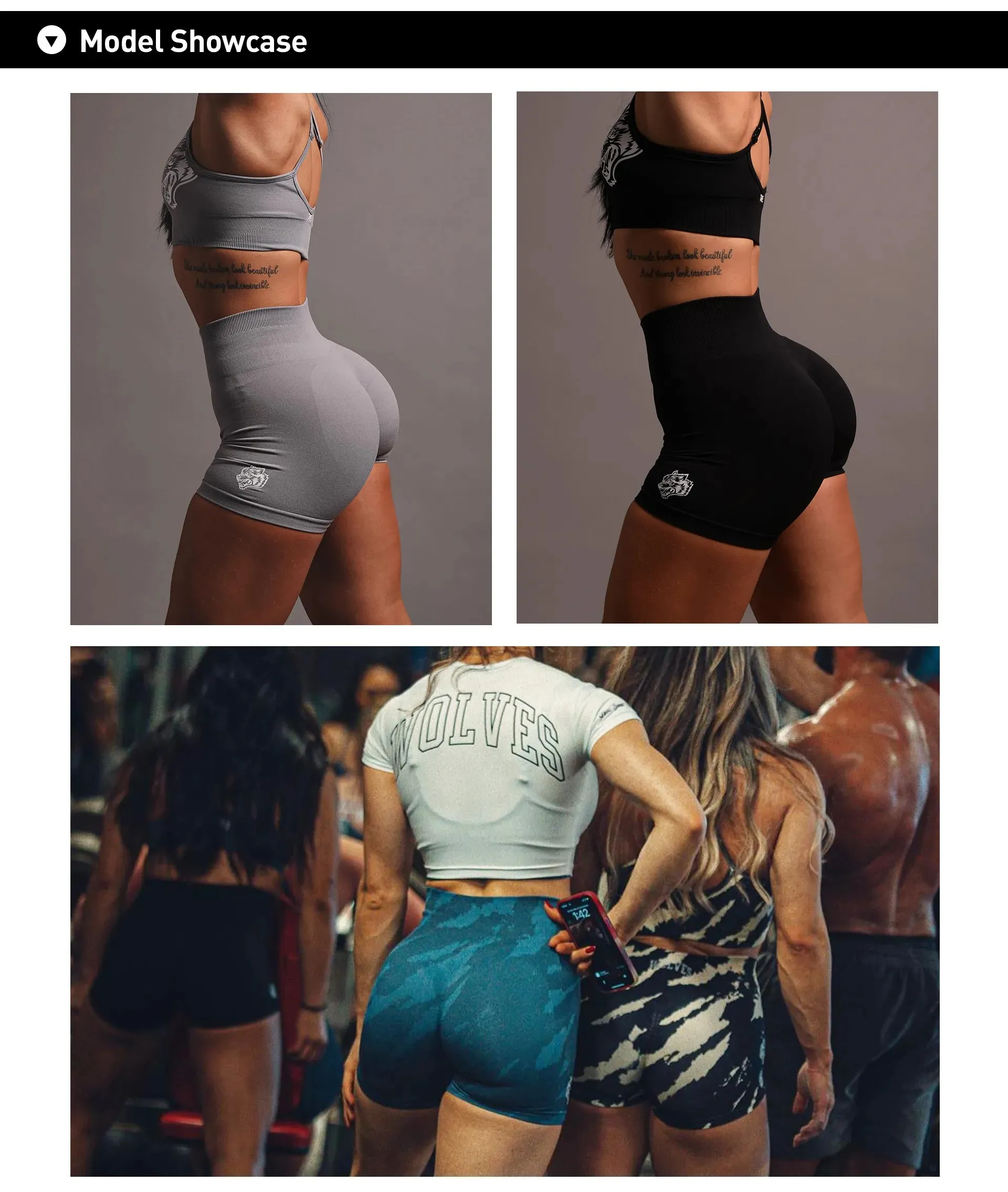 Darc SHE Gym Shorts Sports Wear Double Wolves High Waist Pants for Women Push Up Stretchy Workout Fitness Clothing Yoga Shorts