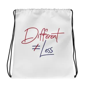 Different Does Not Equal Less (Original Clean Design) Drawstring bag