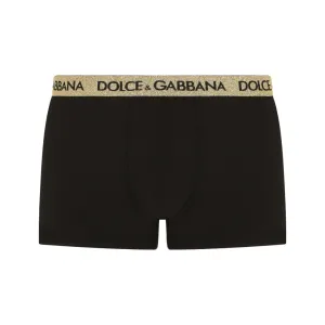 DOLCE & GABBANA STRETCH SILK BOXER BLACK / GOLD