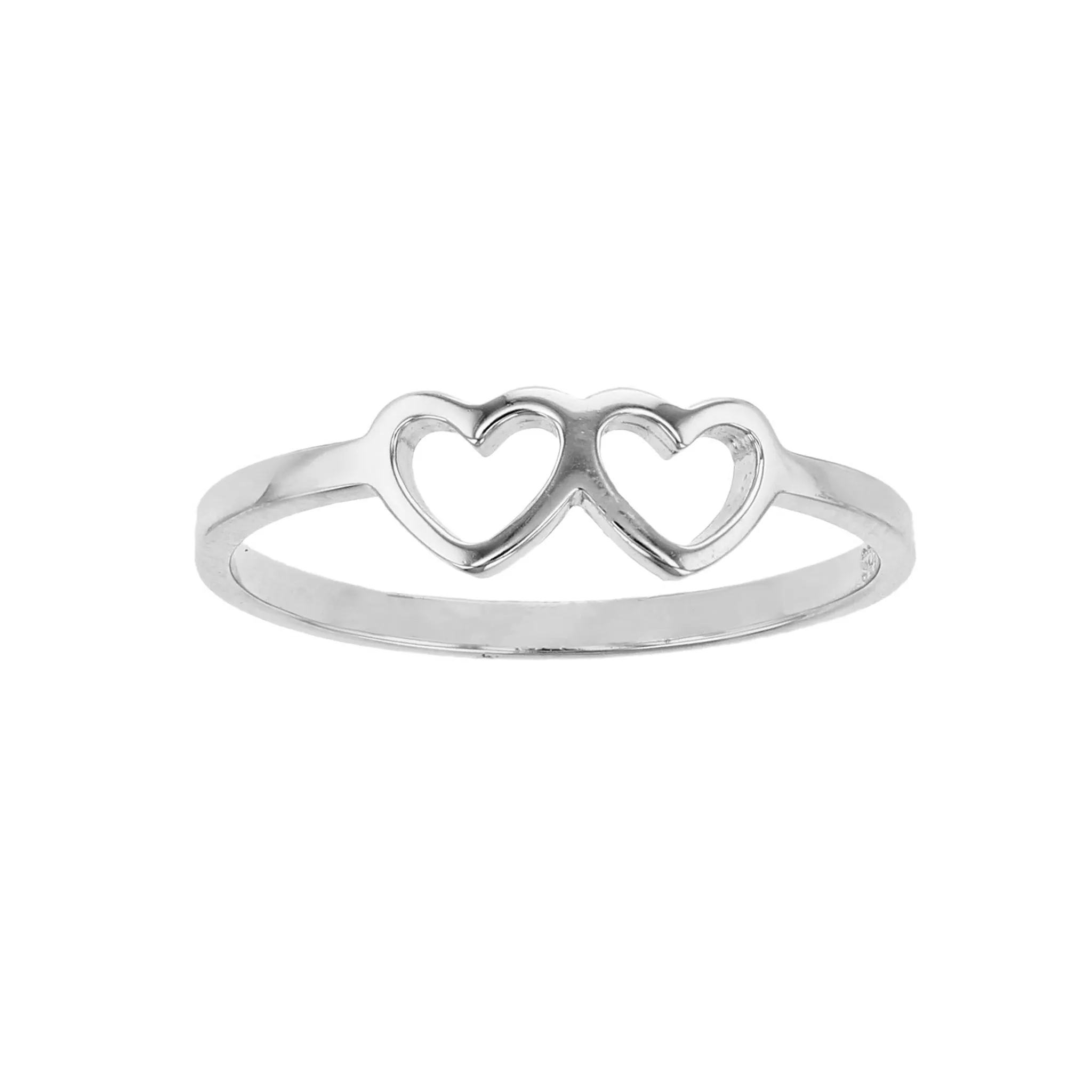 Double Outlined Hearts Ring (Silver)