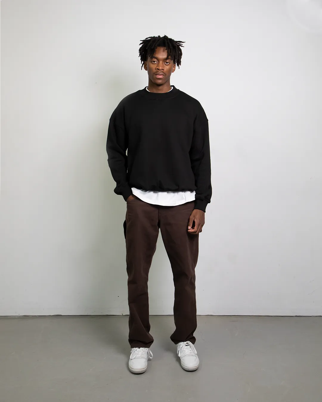 Drop Shoulder Crewneck - Black