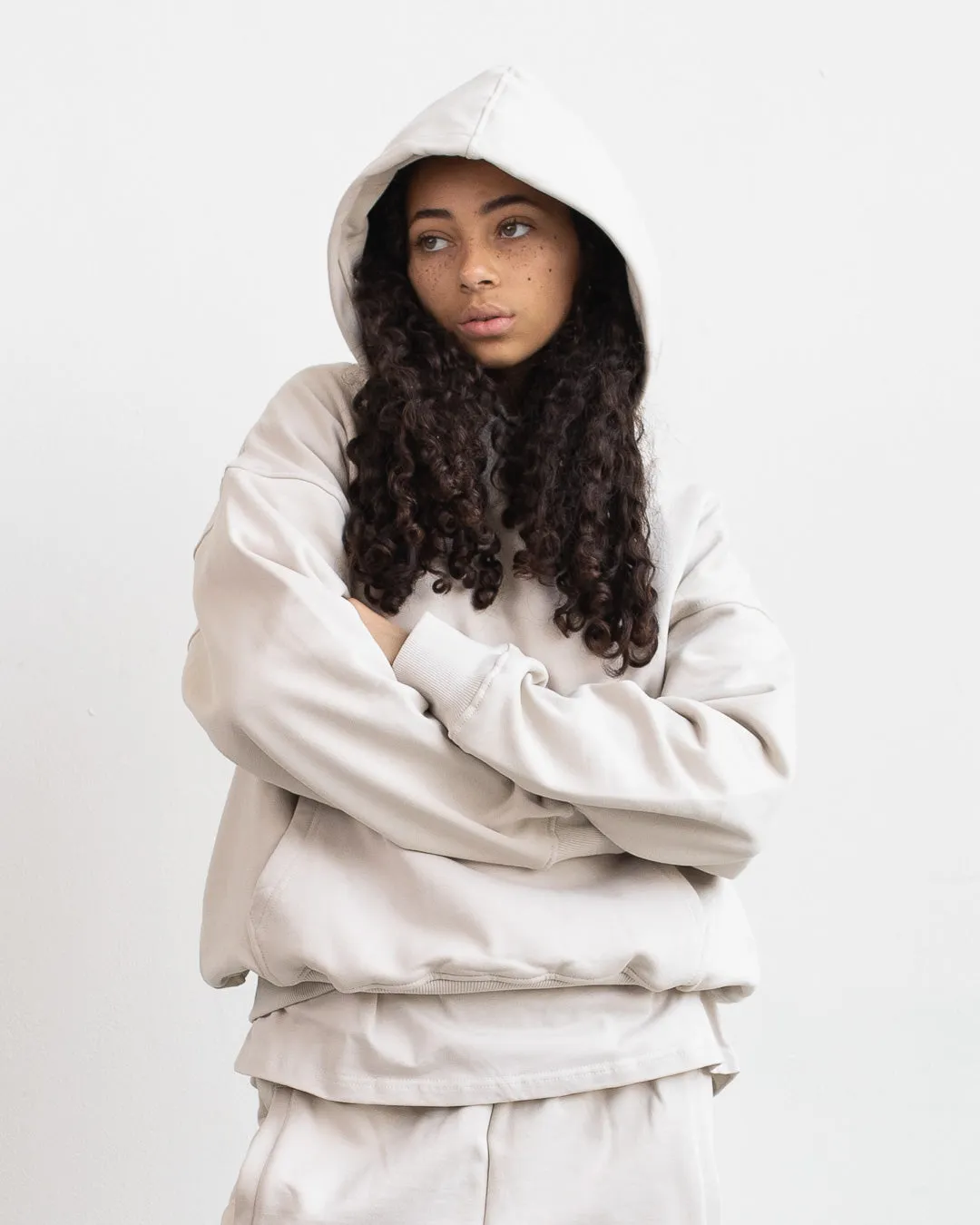 Drop Shoulder Hoodie - Oatmeal