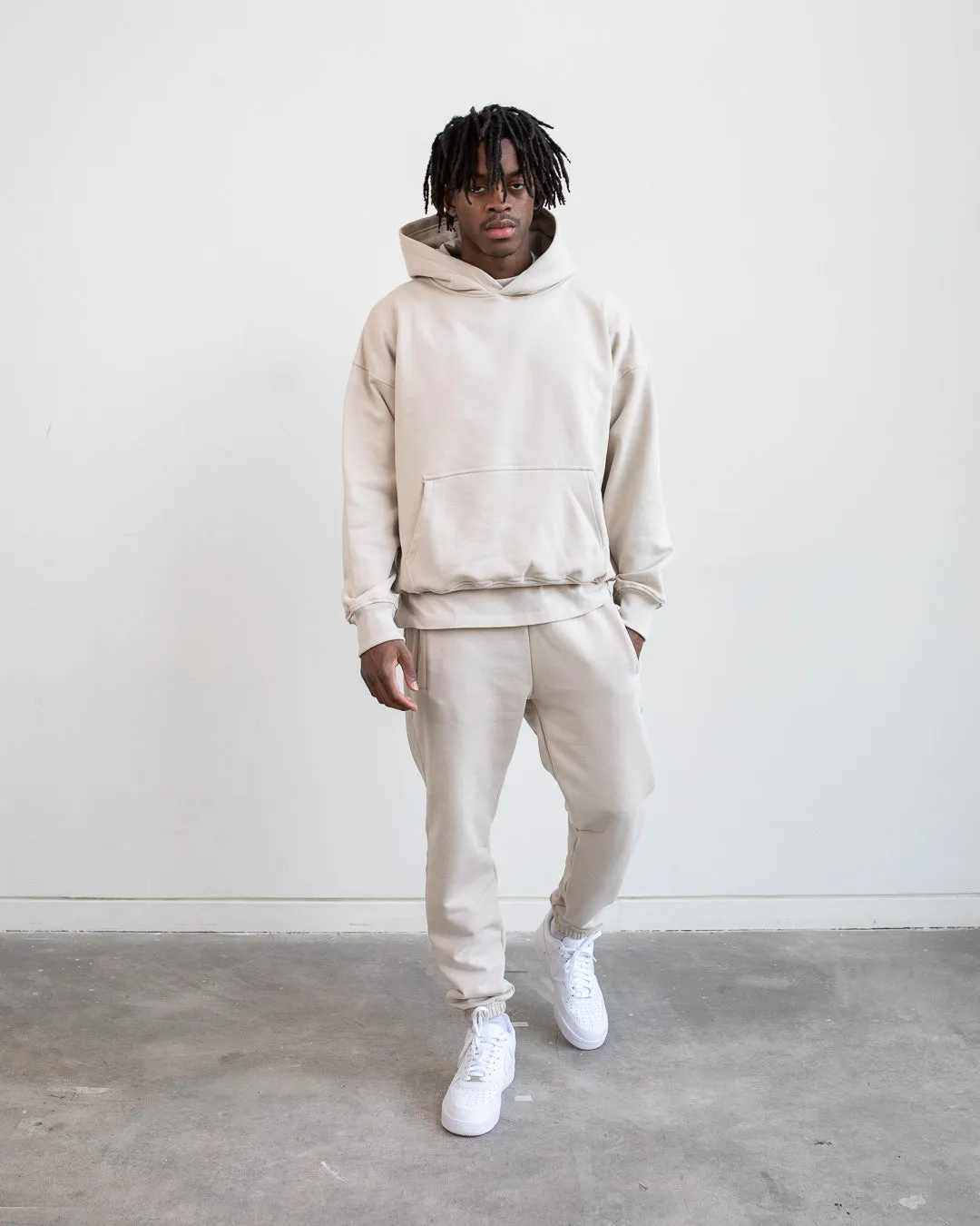 Drop Shoulder Hoodie - Oatmeal