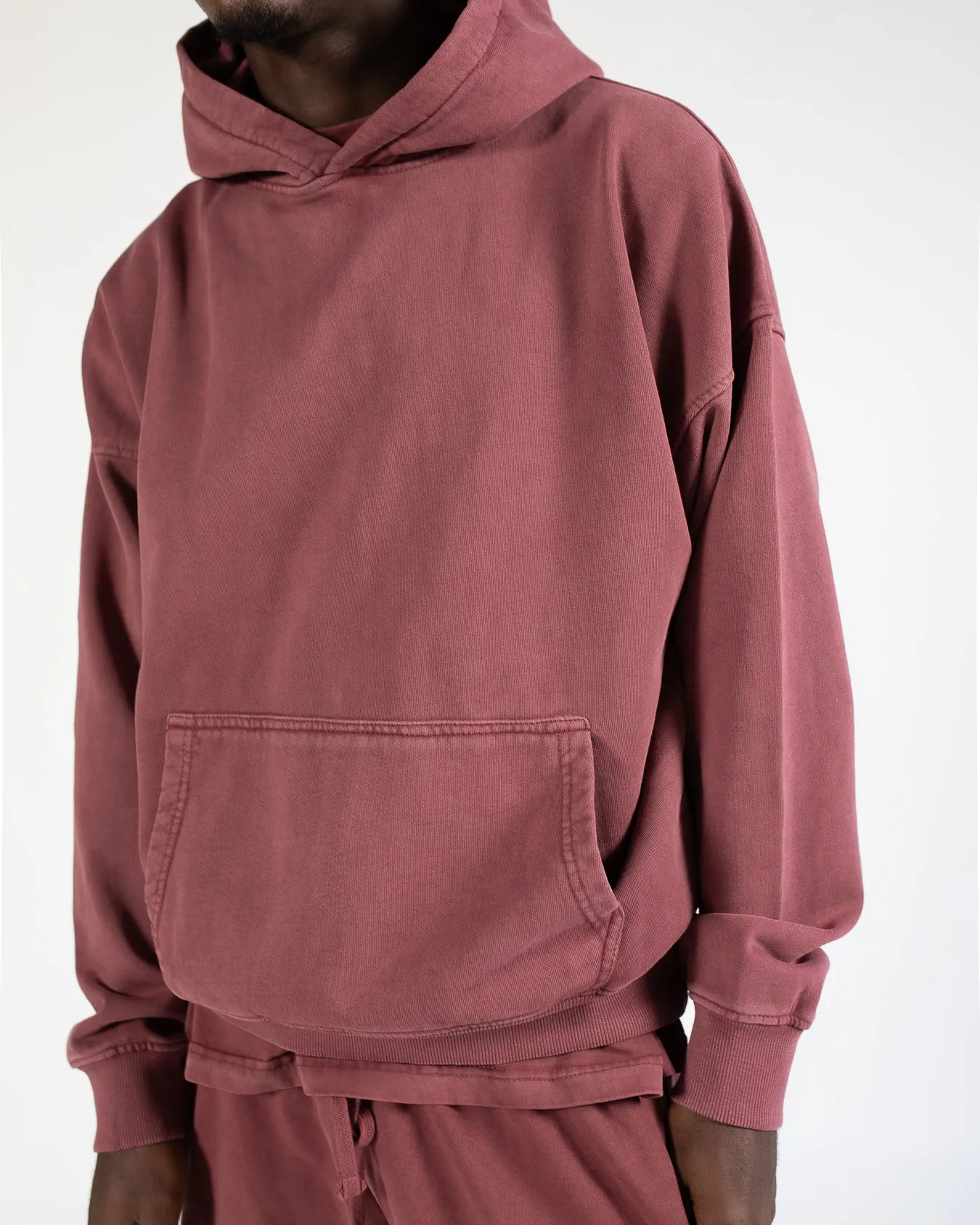 Drop Shoulder Hoodie - Vintage Burgundy