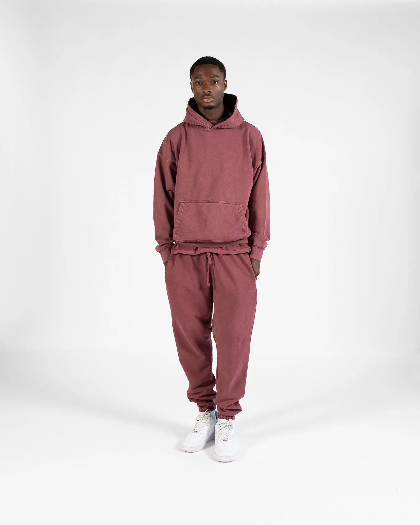 Drop Shoulder Hoodie - Vintage Burgundy