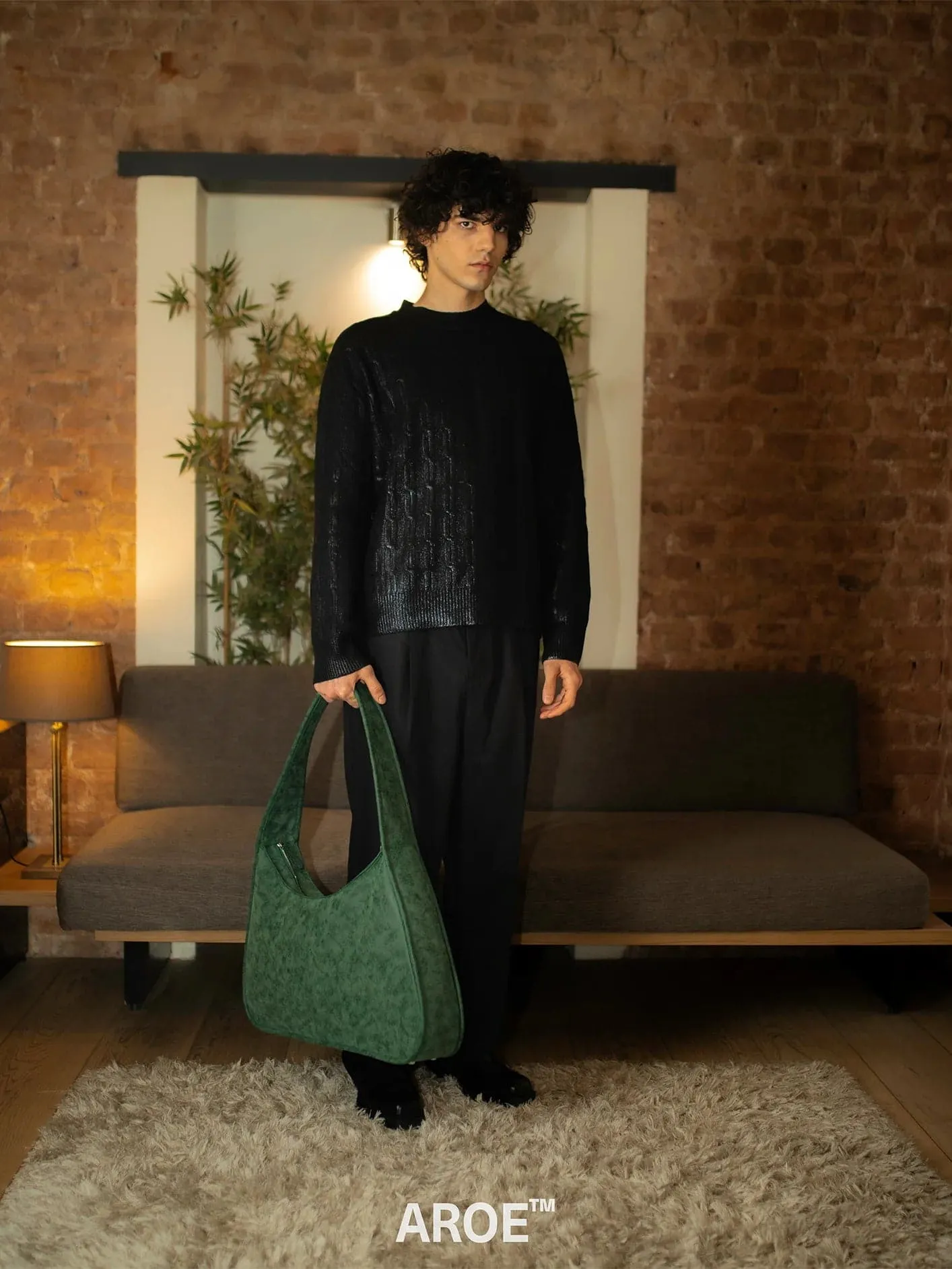 Eco Nubuck Leather XL Shoulder Bag - Green