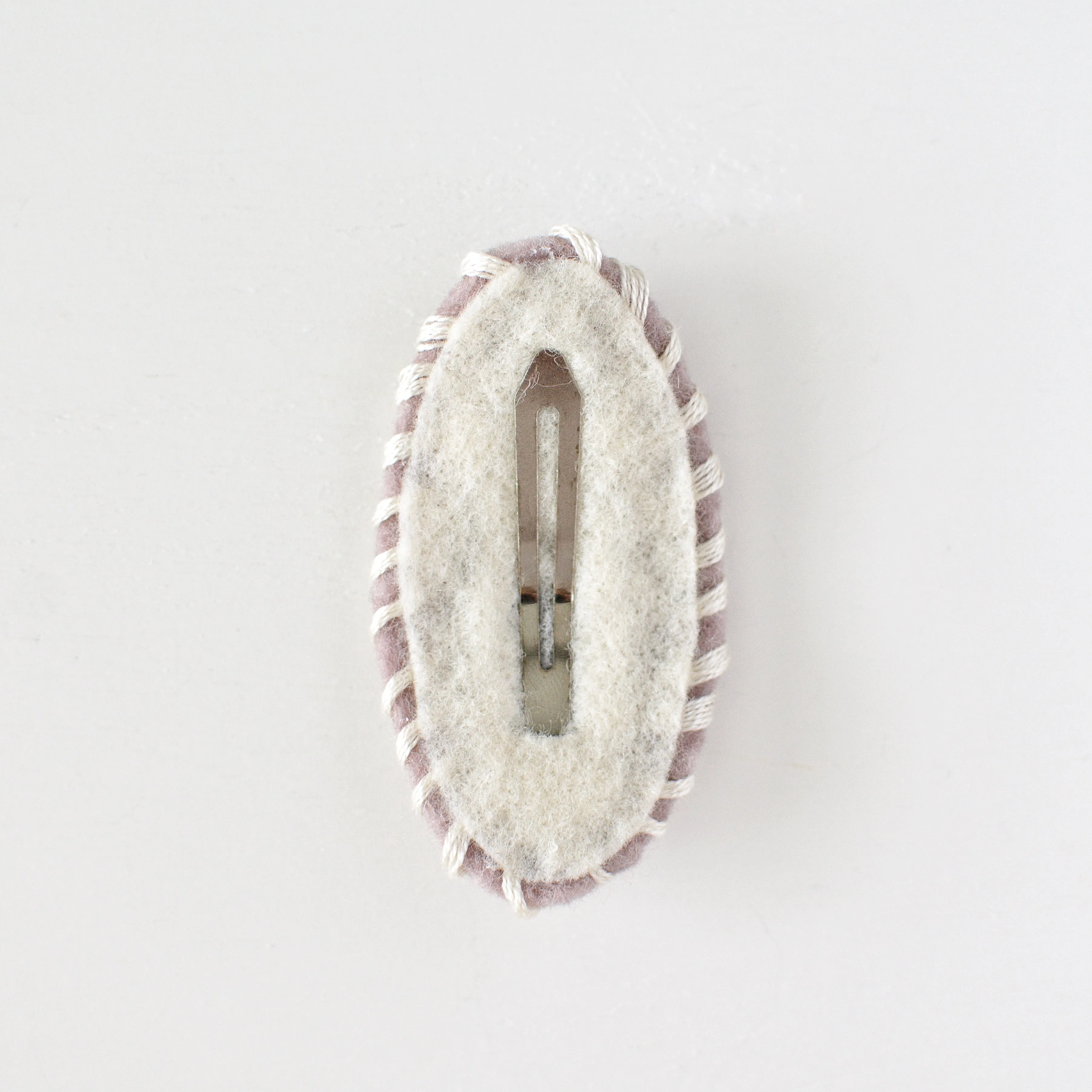Ecru Flower Wool Felt Snap Clip