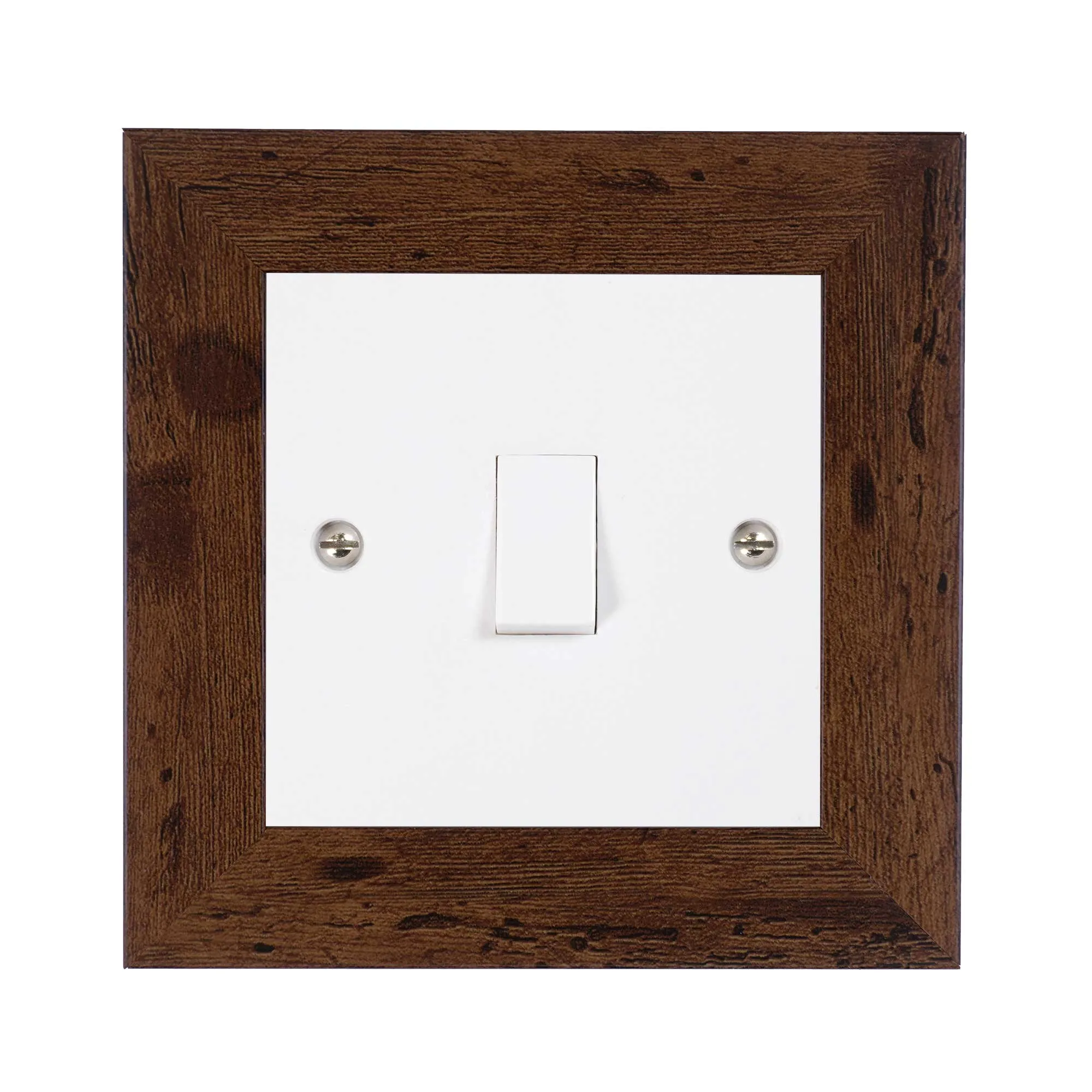 ElekTek Decorative Switch Surround Frame Cover Finger Plate Modena Dark Wood Effects
