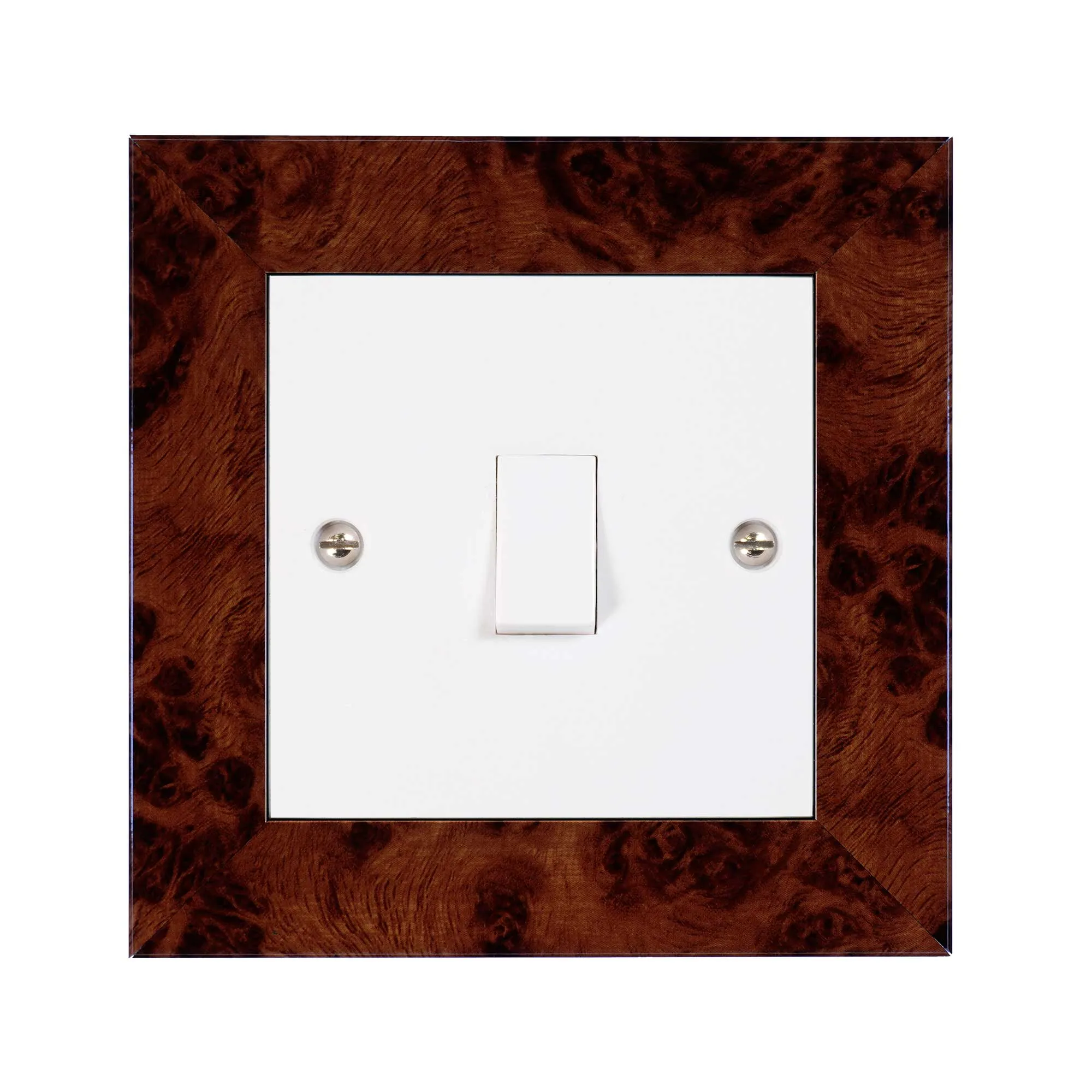 ElekTek Decorative Switch Surround Frame Cover Finger Plate Modena Dark Wood Effects