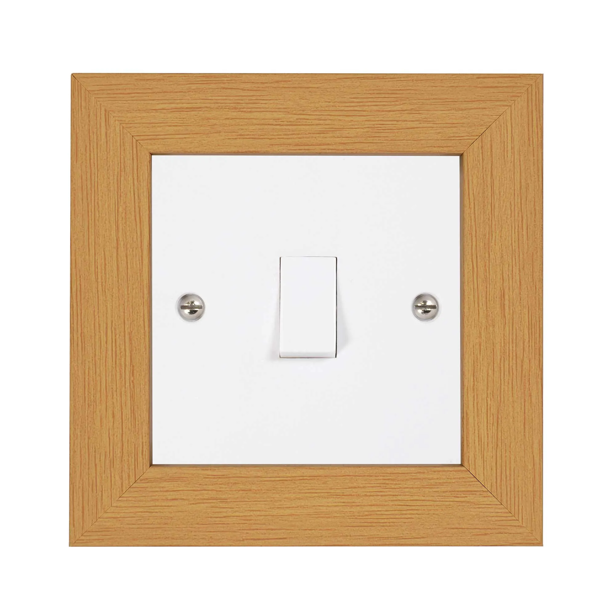 ElekTek Decorative Switch Surround Frame Cover Finger Plate Modena Light Wood Effects