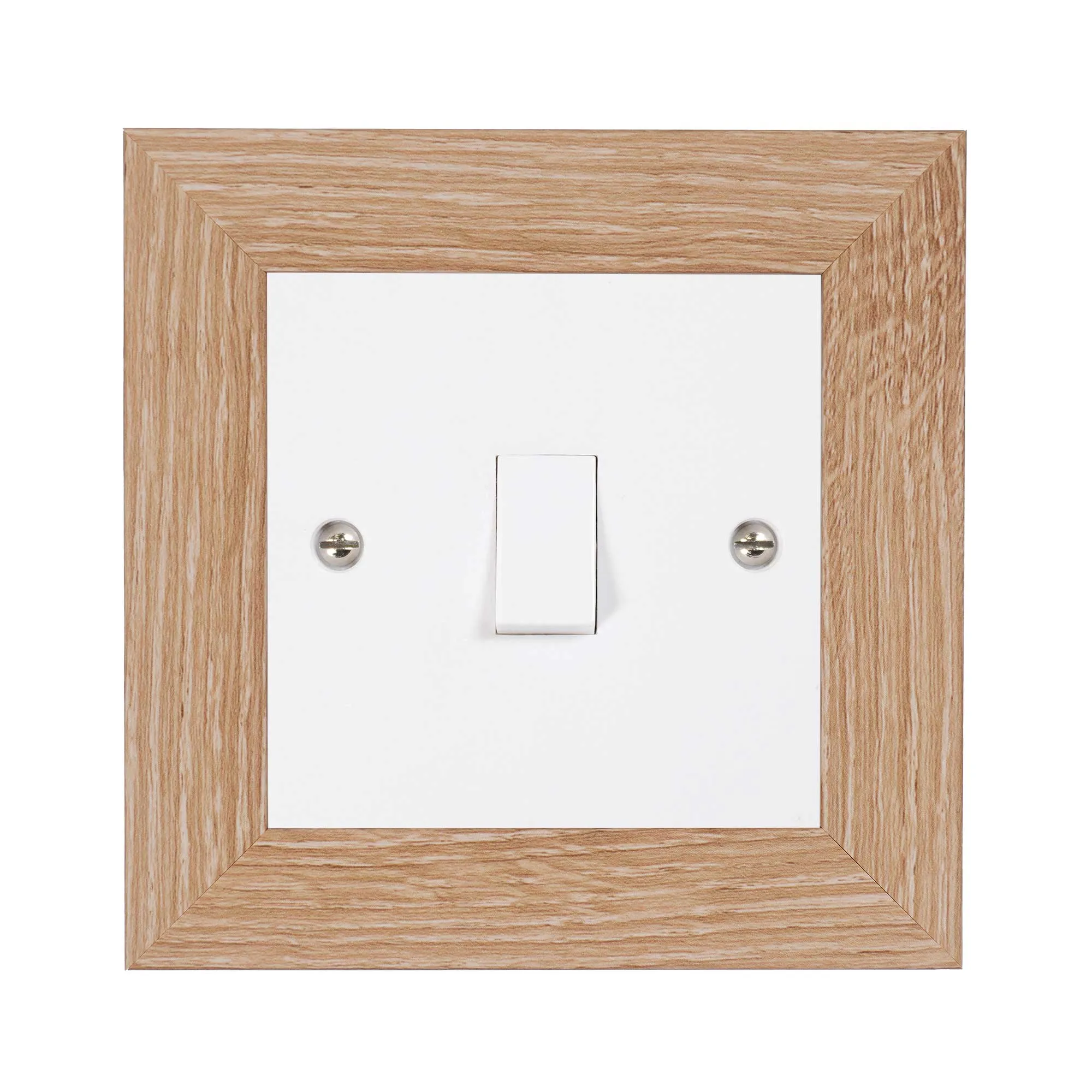 ElekTek Decorative Switch Surround Frame Cover Finger Plate Modena Light Wood Effects