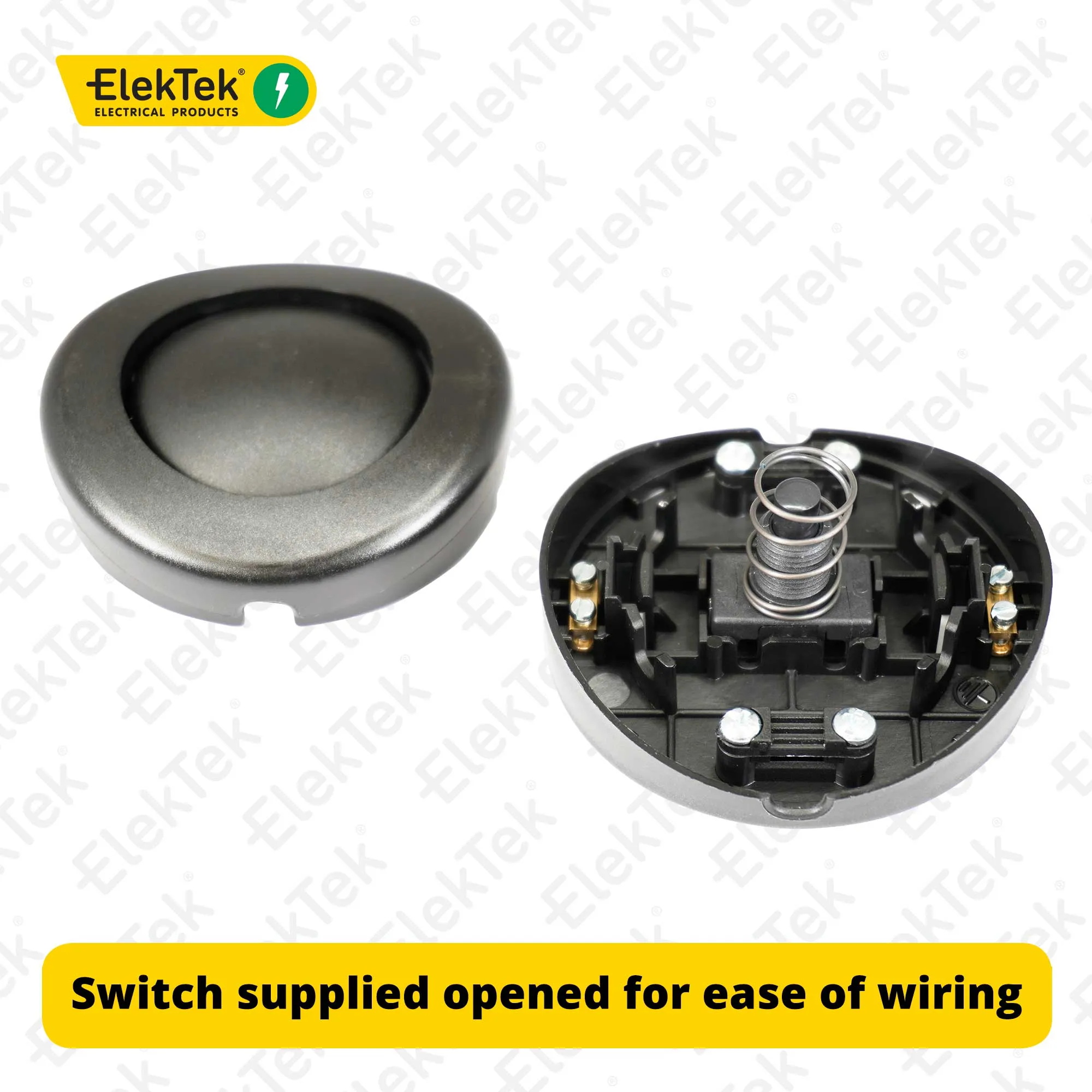 ElekTek Foot Press Switch In Line Push Button Large 65mm Diameter Use 2 or 3 Core Flex Colours
