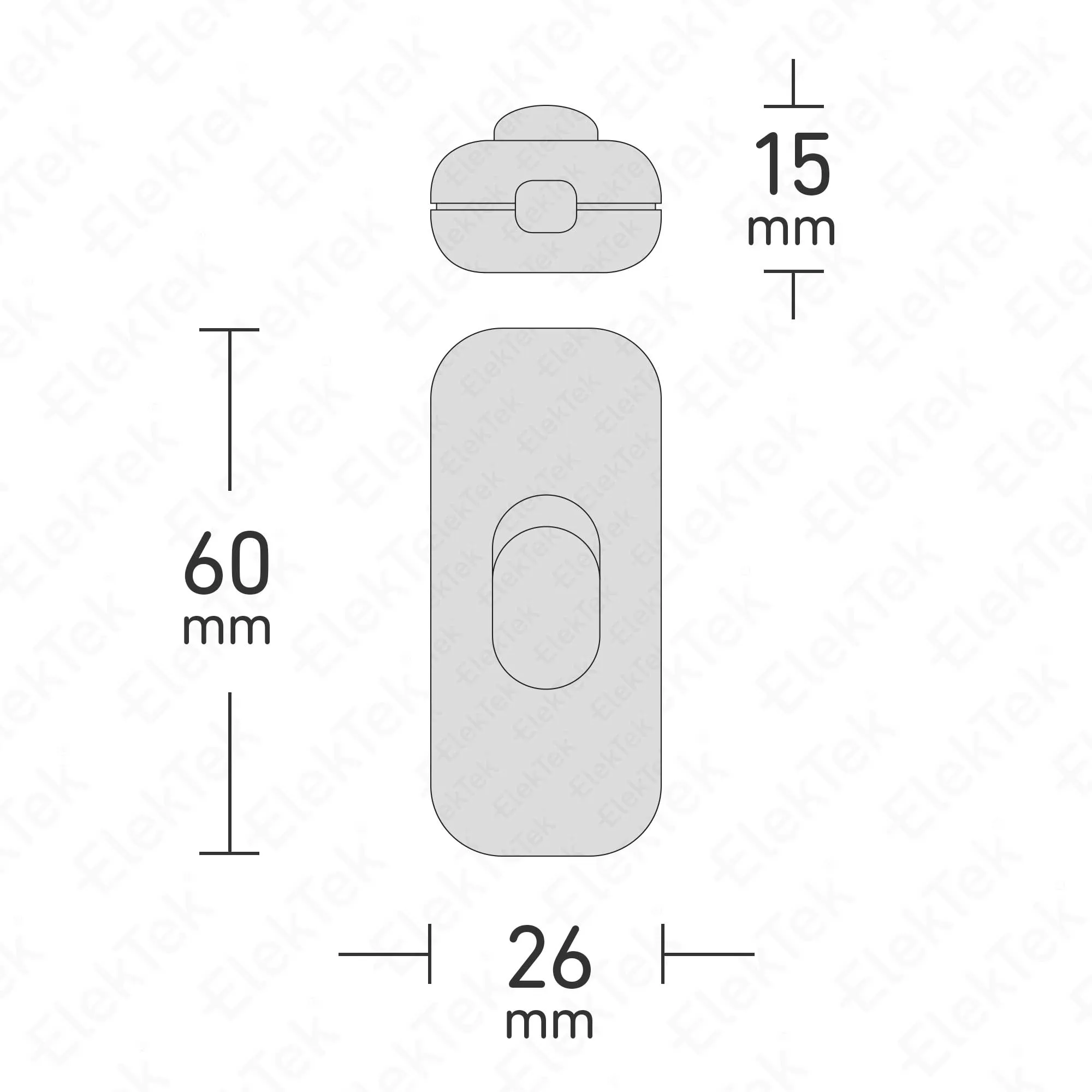 ElekTek Low Profile Torpedo Switch 2 Amp Use 2 or 3 Core Flex Colours