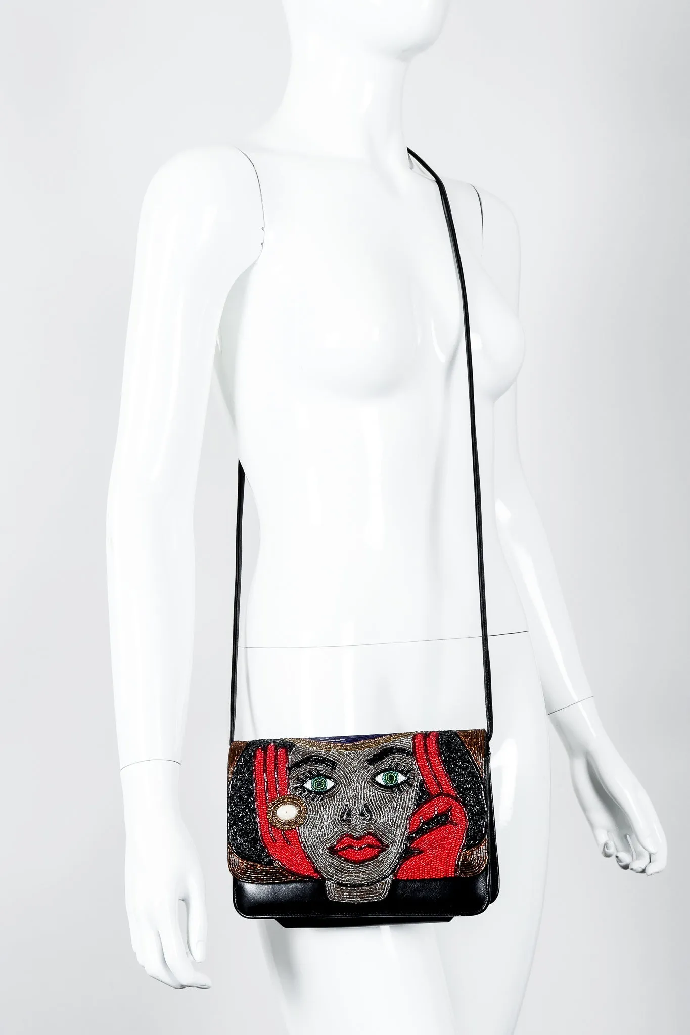 Emerald Eyes Beaded Face Bag