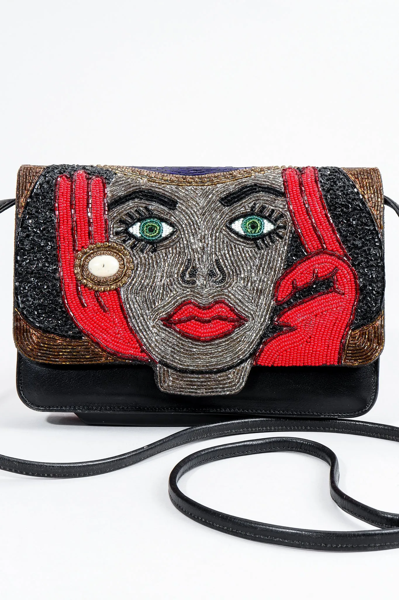 Emerald Eyes Beaded Face Bag