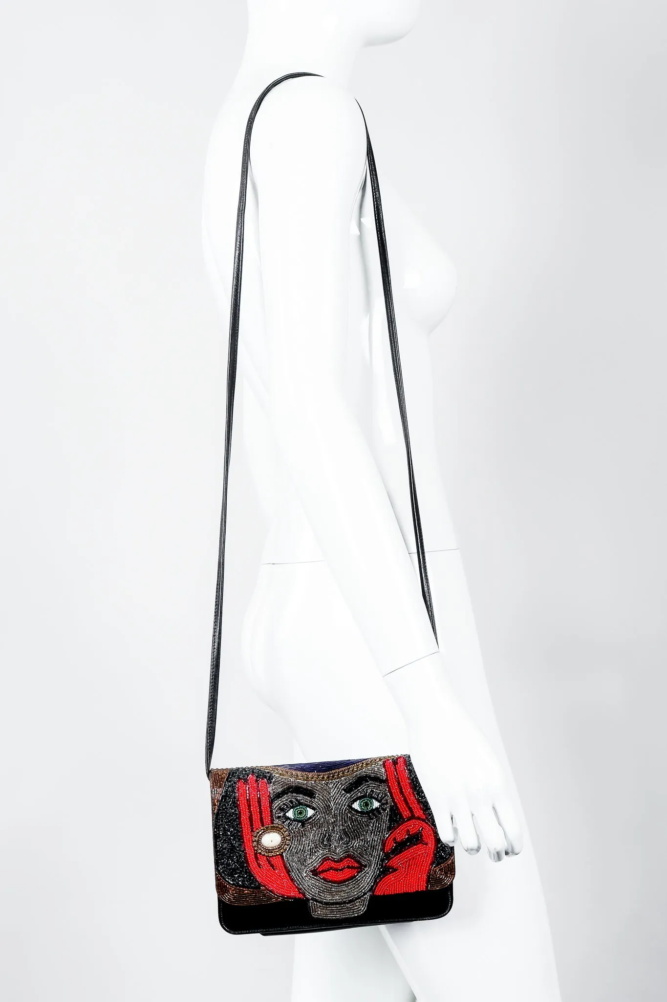 Emerald Eyes Beaded Face Bag