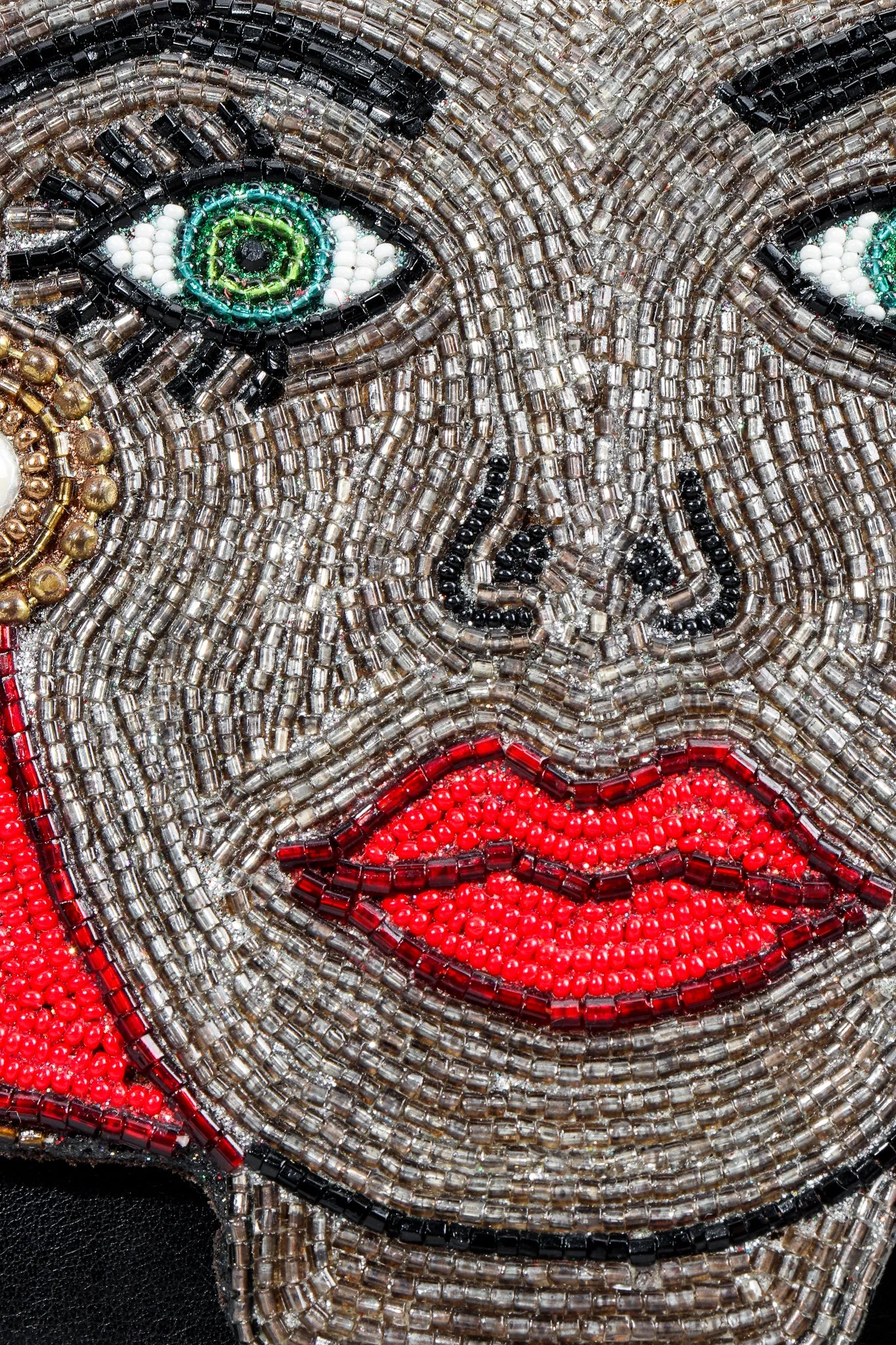 Emerald Eyes Beaded Face Bag