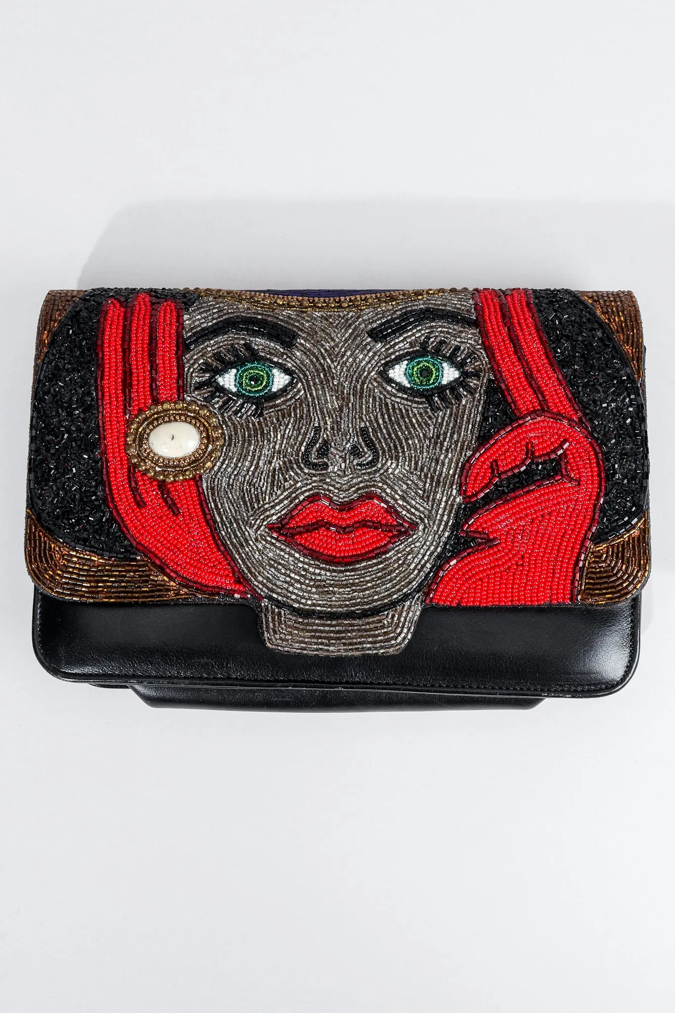 Emerald Eyes Beaded Face Bag