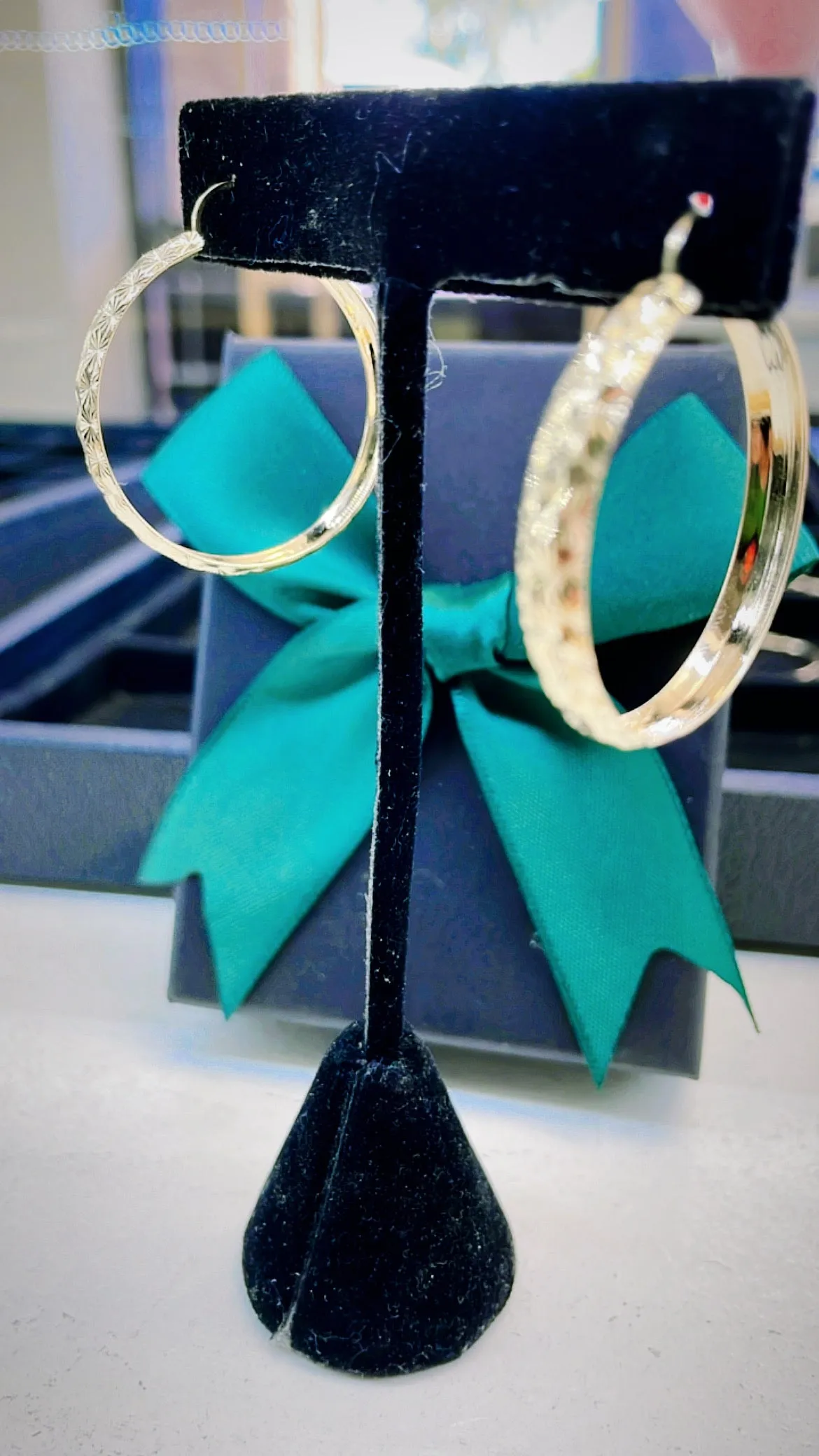 Etched Round Hoop Earrings 10k Yellow Gold Snap Top Hoops.