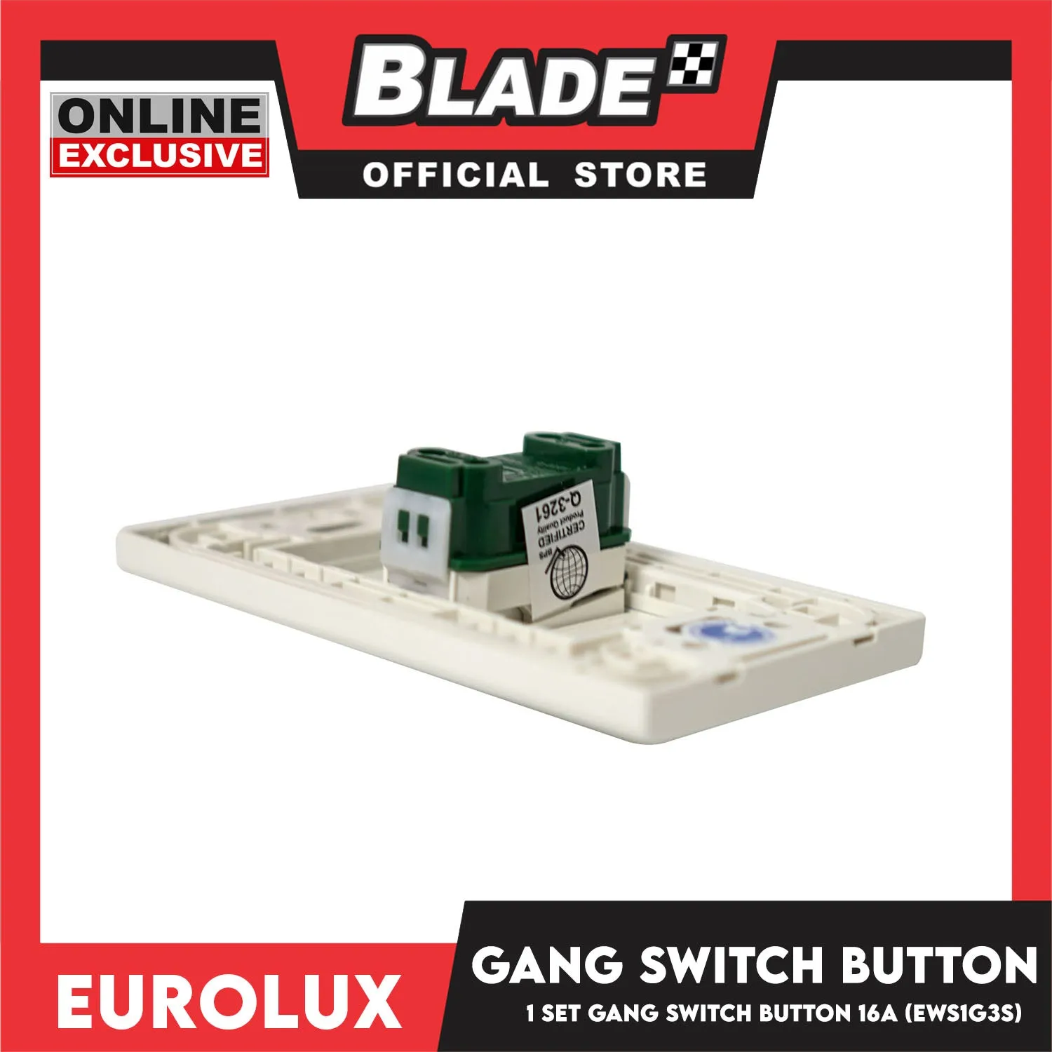 Eurolux  1 Gang 3 Way Switch Button 16A EWS1G3S