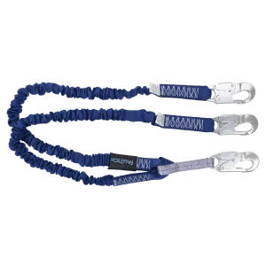 FallTech 8240YA 4½' to 6' ElasTech® Energy Absorbing Lanyard, Double-leg with Aluminum Snap Hooks (each)
