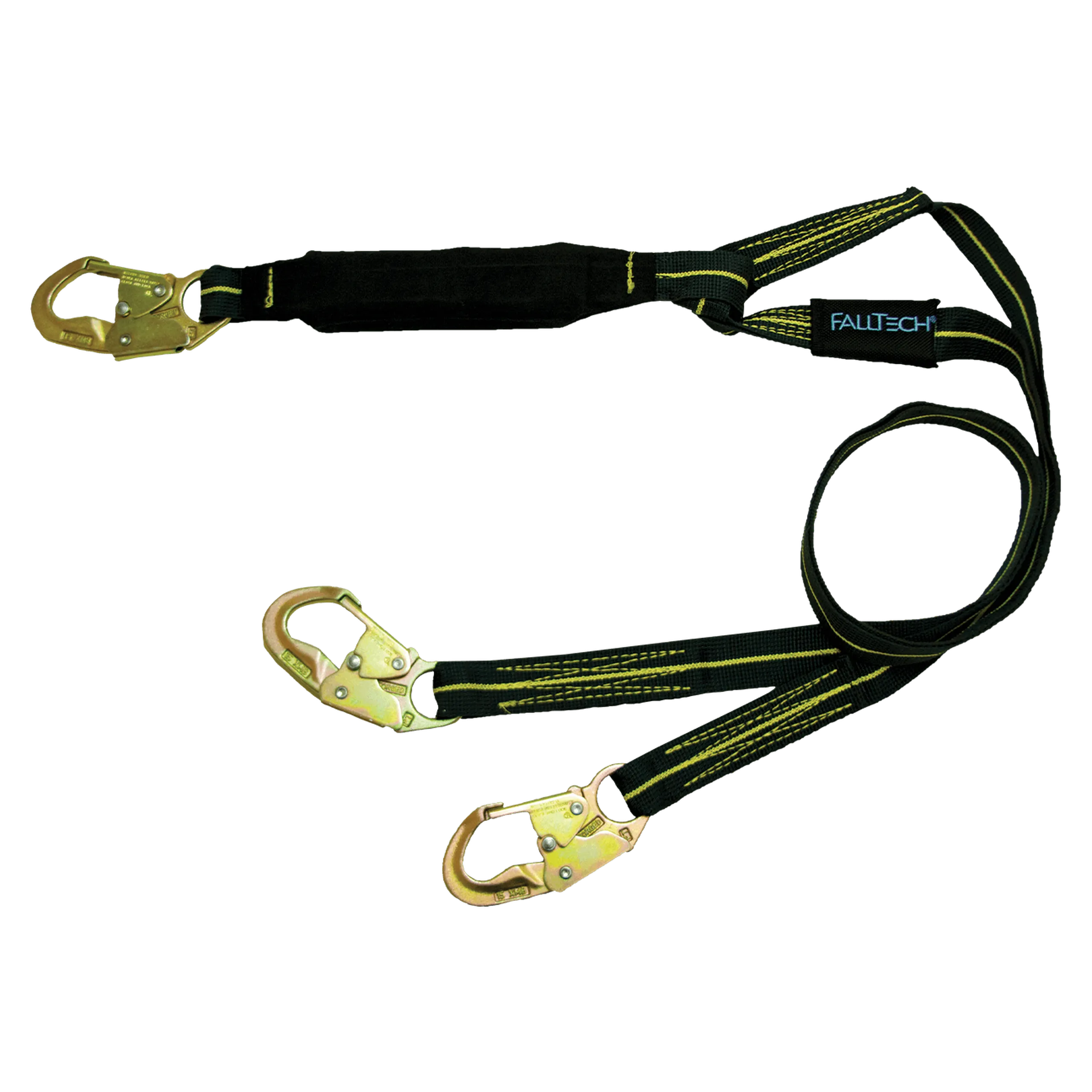 FallTech 8242Y 6' WeldTech® Kevlar® Energy Absorbing Lanyard, Double-leg with Steel Snap Hooks (each)