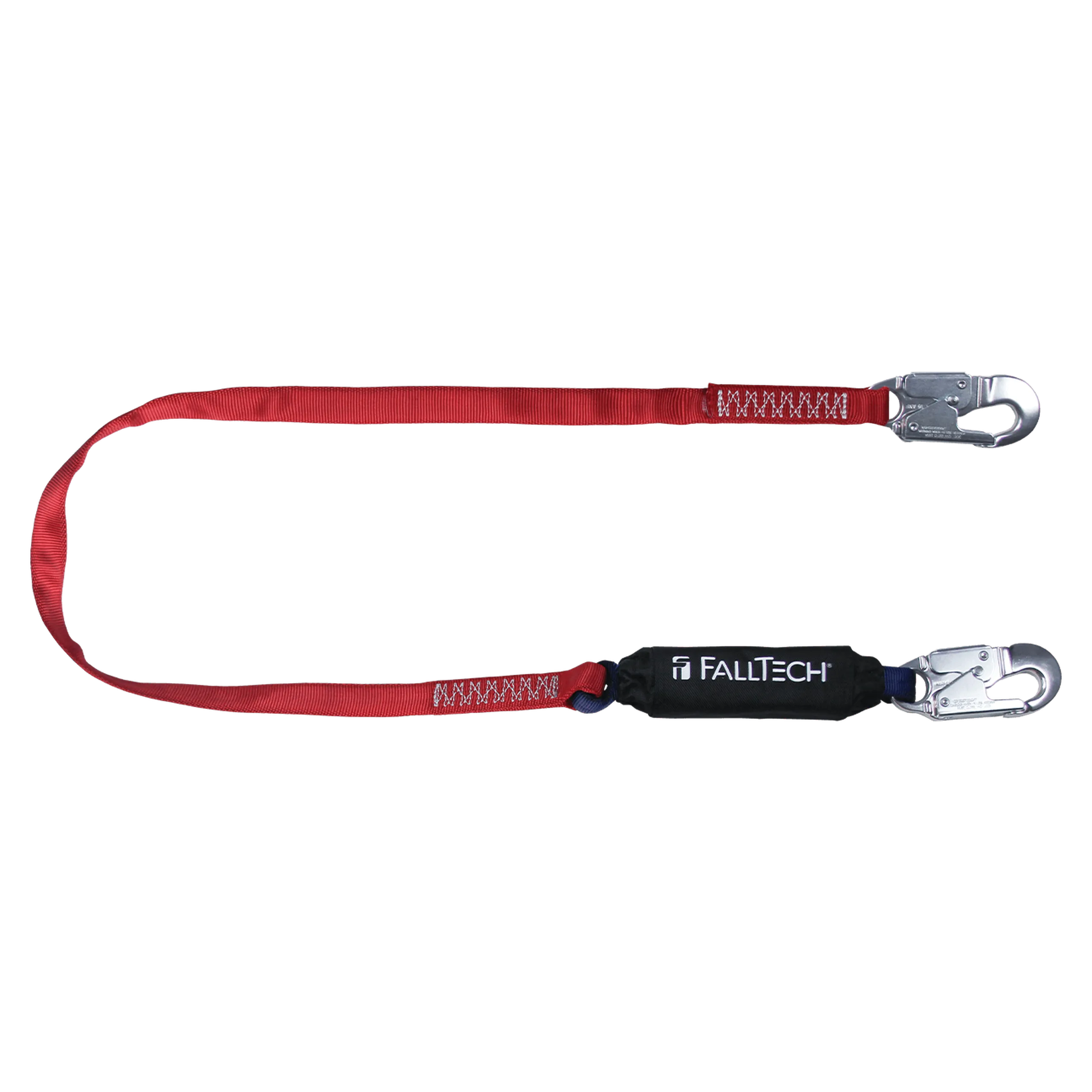 FallTech 8247BA 6' Ironman® 12' free fall Energy Absorbing Lanyard, Single-leg with Aluminum Snap Hooks (each)