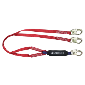 FallTech 8247BY 6' Ironman® 12' free fall Energy Absorbing Lanyard, Double-leg with Steel Snap Hooks (each)