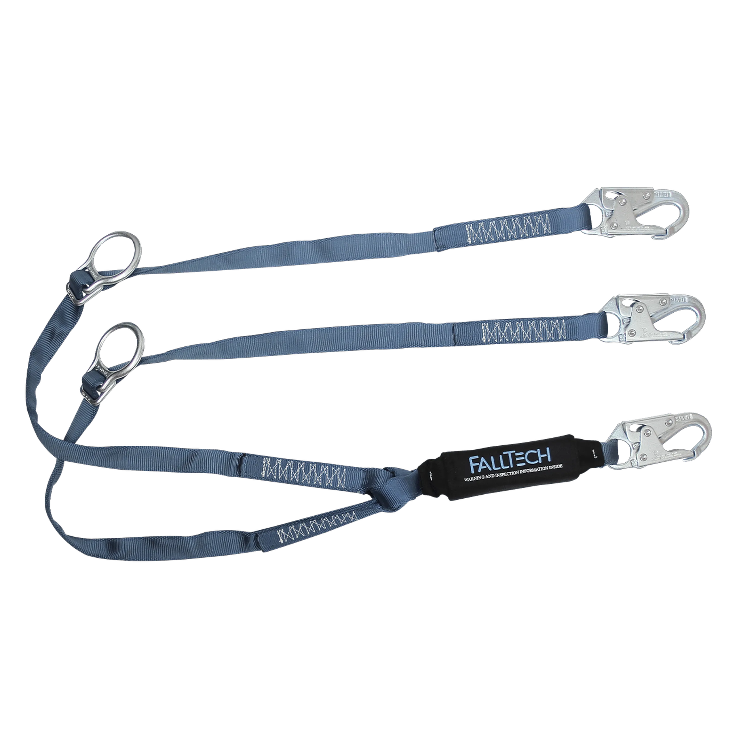 FallTech 826082D 6' ViewPack® Tie-back Energy Absorbing Lanyard, Double-leg with Steel Snap Hooks (each)
