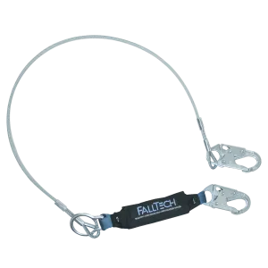 FallTech 8357 6' ViewPack® Coated Cable Energy Absorbing Lanyard, Single-leg with Steel Snap Hooks (each)