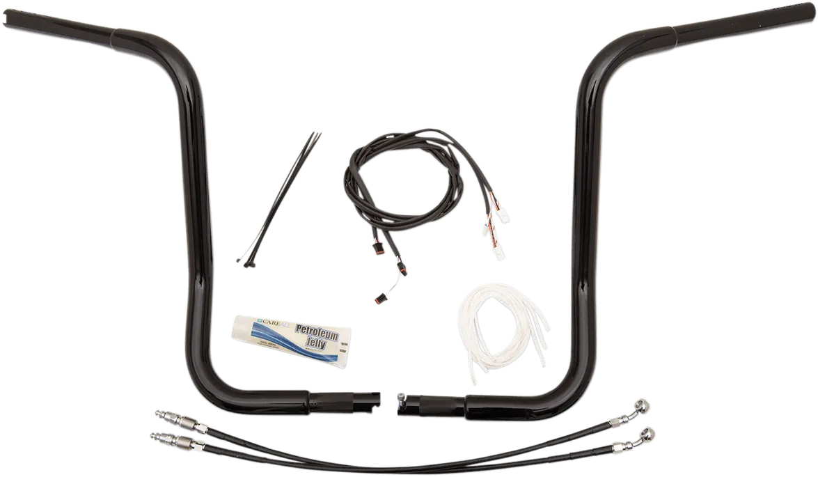 Fat Baggers, Inc. 909516-B 1-1/4in. EZ Install Handlebar Kit with Round Top Handlebars - Gloss Black