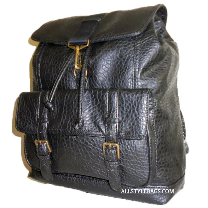 Faux Leather school backpack Bag Black slim unisex I Pad Laptop Form Pockets
