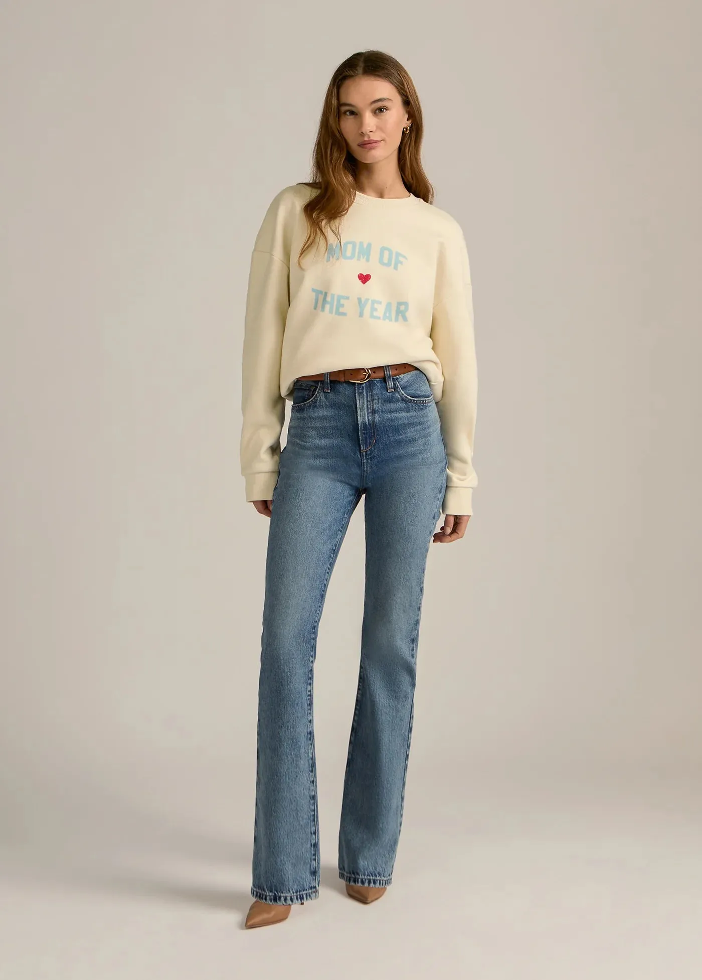 Favorite Daughter - Mom of the Year Sweatshirt (Gardenia/Baby Blue)