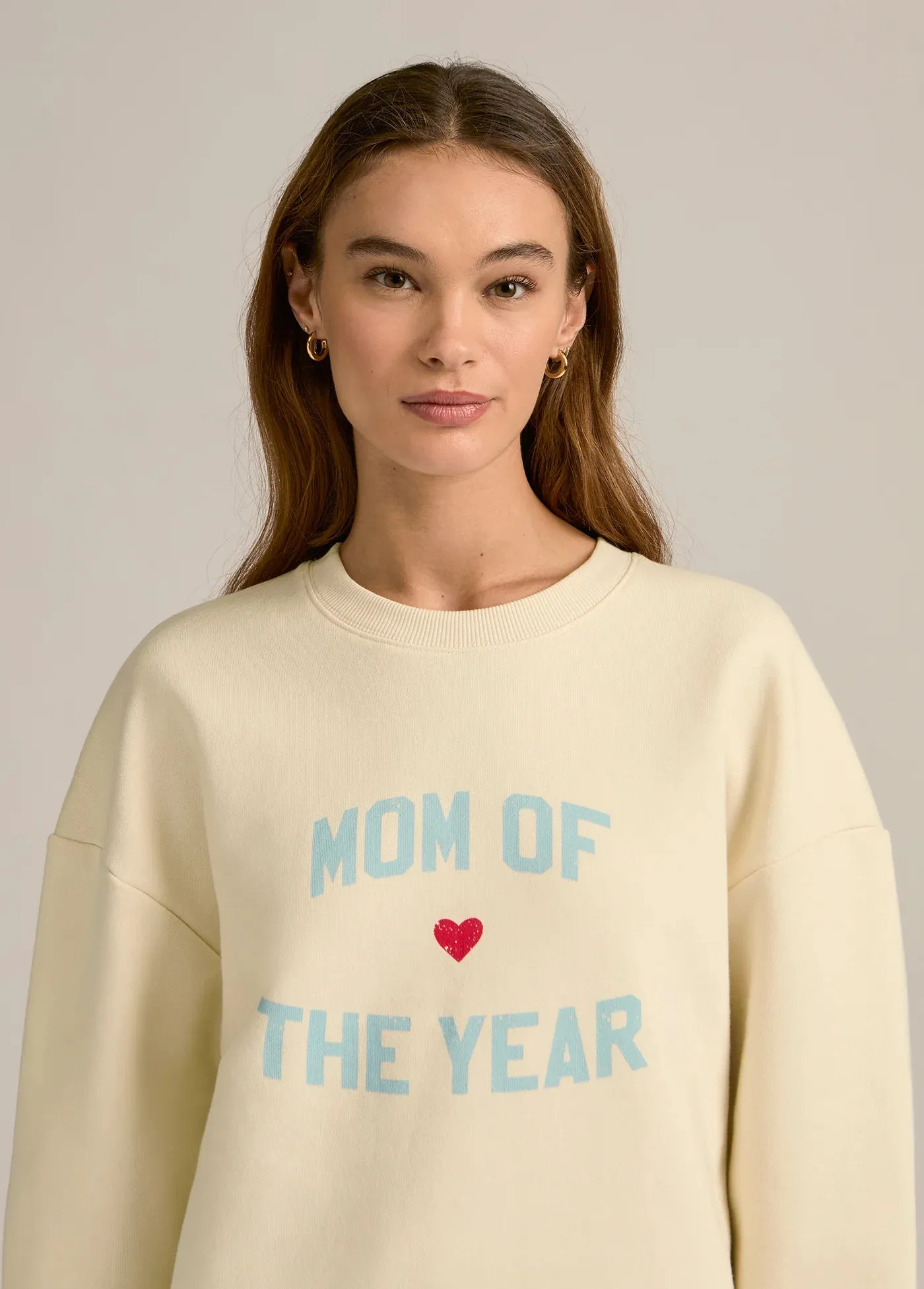 Favorite Daughter - Mom of the Year Sweatshirt (Gardenia/Baby Blue)