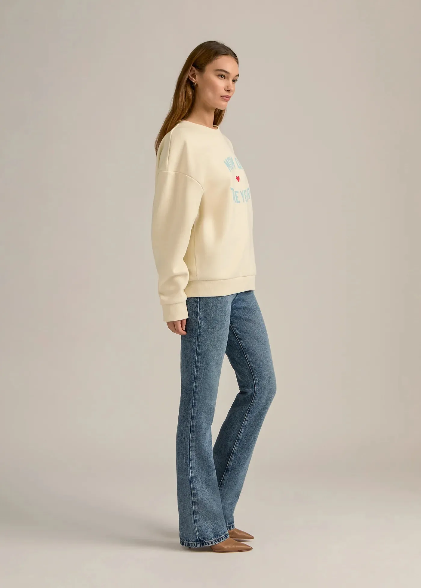 Favorite Daughter - Mom of the Year Sweatshirt (Gardenia/Baby Blue)