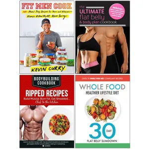 Fit Men Cook, Ultimate Flat , Bodybuilding, Whole Food  4 Books Collection Set