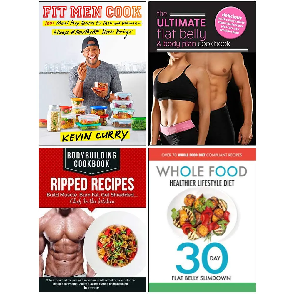 Fit Men Cook, Ultimate Flat , Bodybuilding, Whole Food  4 Books Collection Set