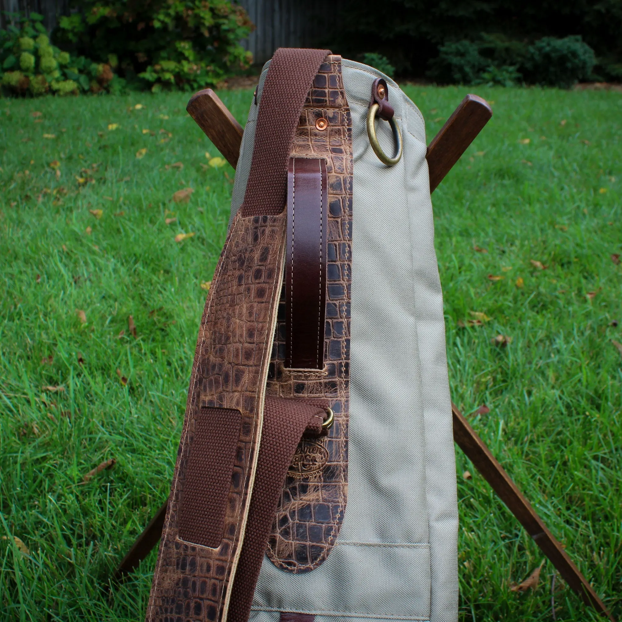 Flannel Cordura/Brown/Gator Leather Trim Sunday Golf Bag