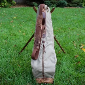Flannel Cordura/Brown/Gator Leather Trim Sunday Golf Bag