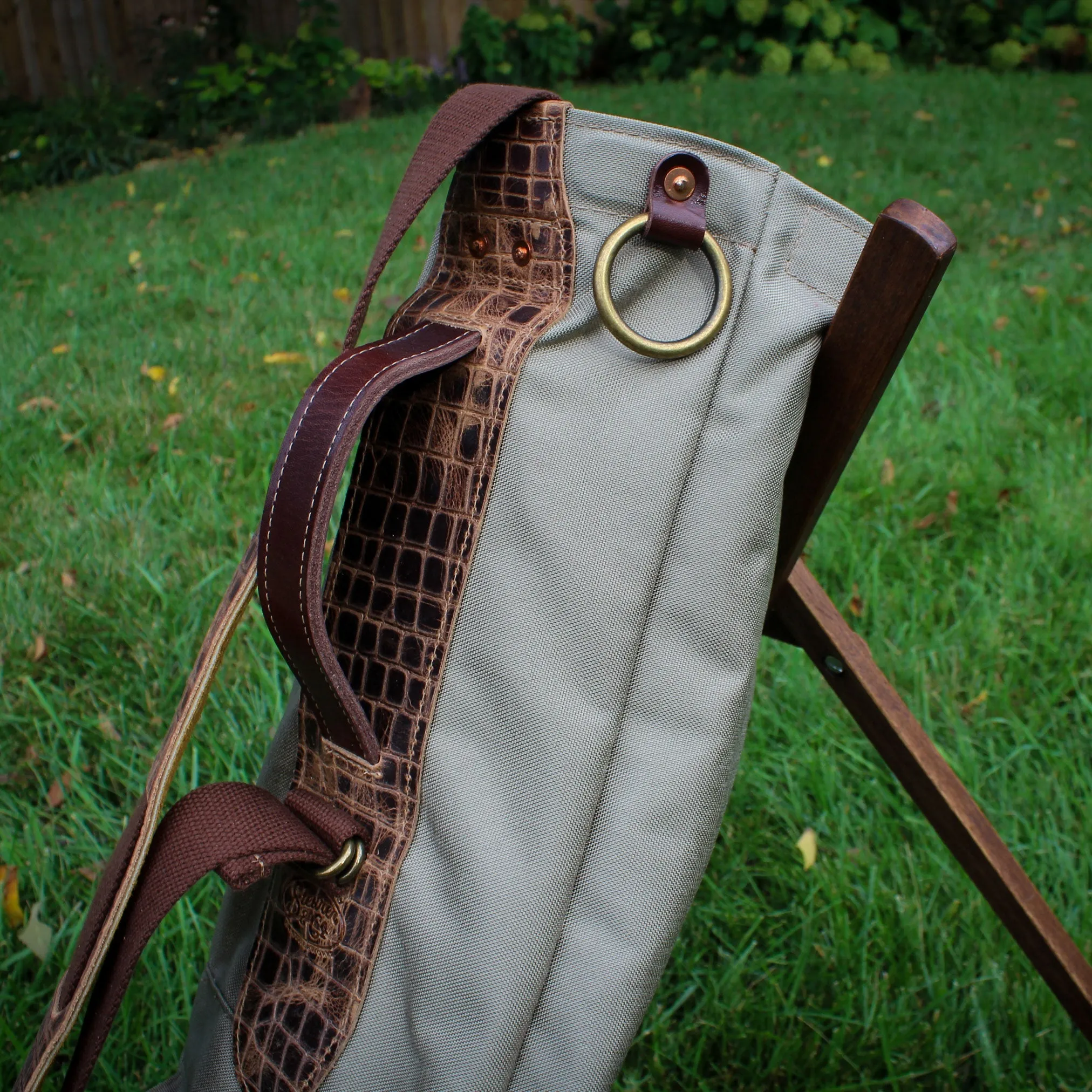 Flannel Cordura/Brown/Gator Leather Trim Sunday Golf Bag