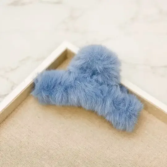 Fluffy Oval Claw Hair Clips