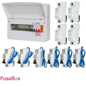 FuseBox F2010MX 10 Way T2 SPD Consumer Unit   6 Type A Mini RCBOs & 4x FREE DIN Rail Blanks