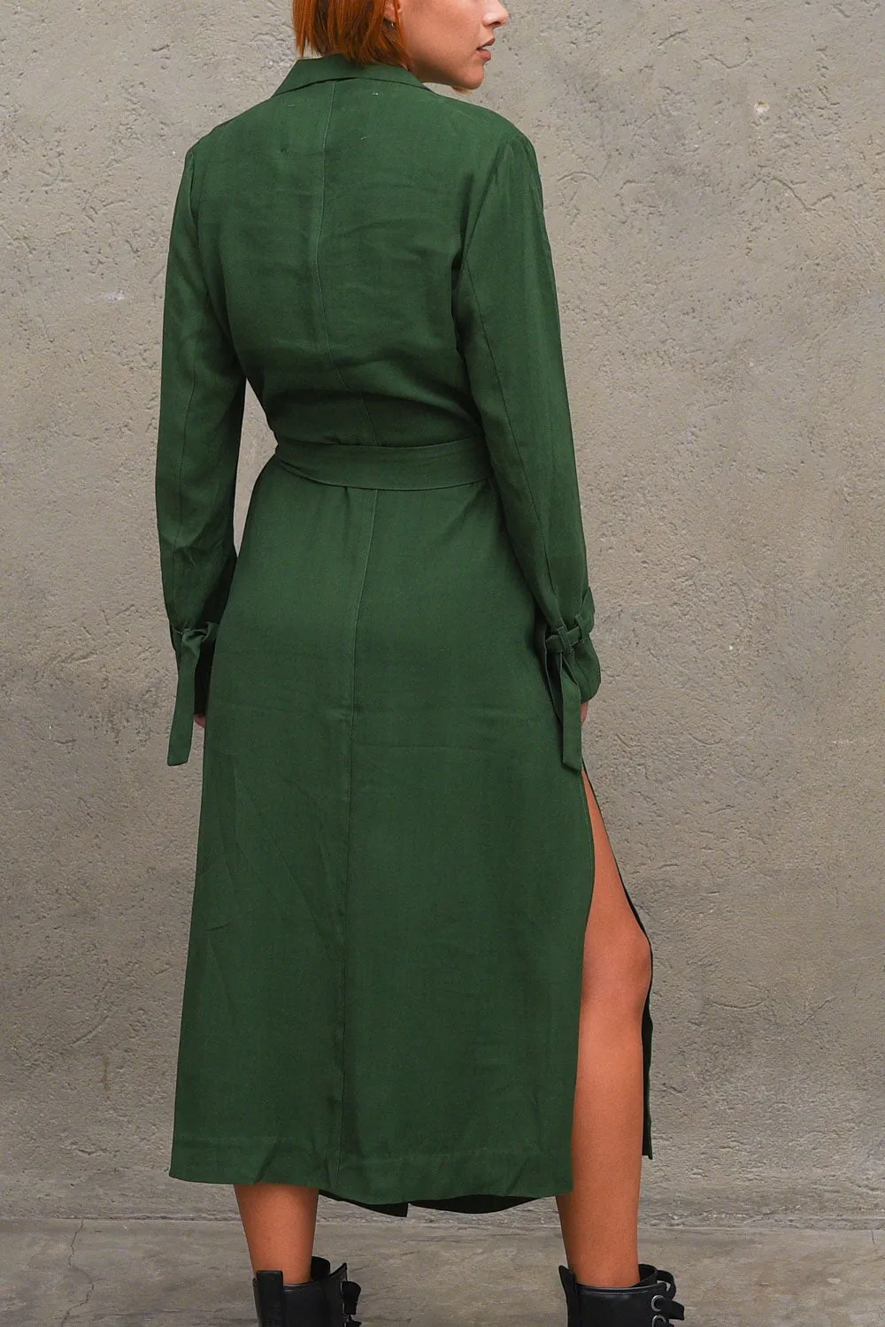 Giacca Here Peached Twill Coat - Dark Forest