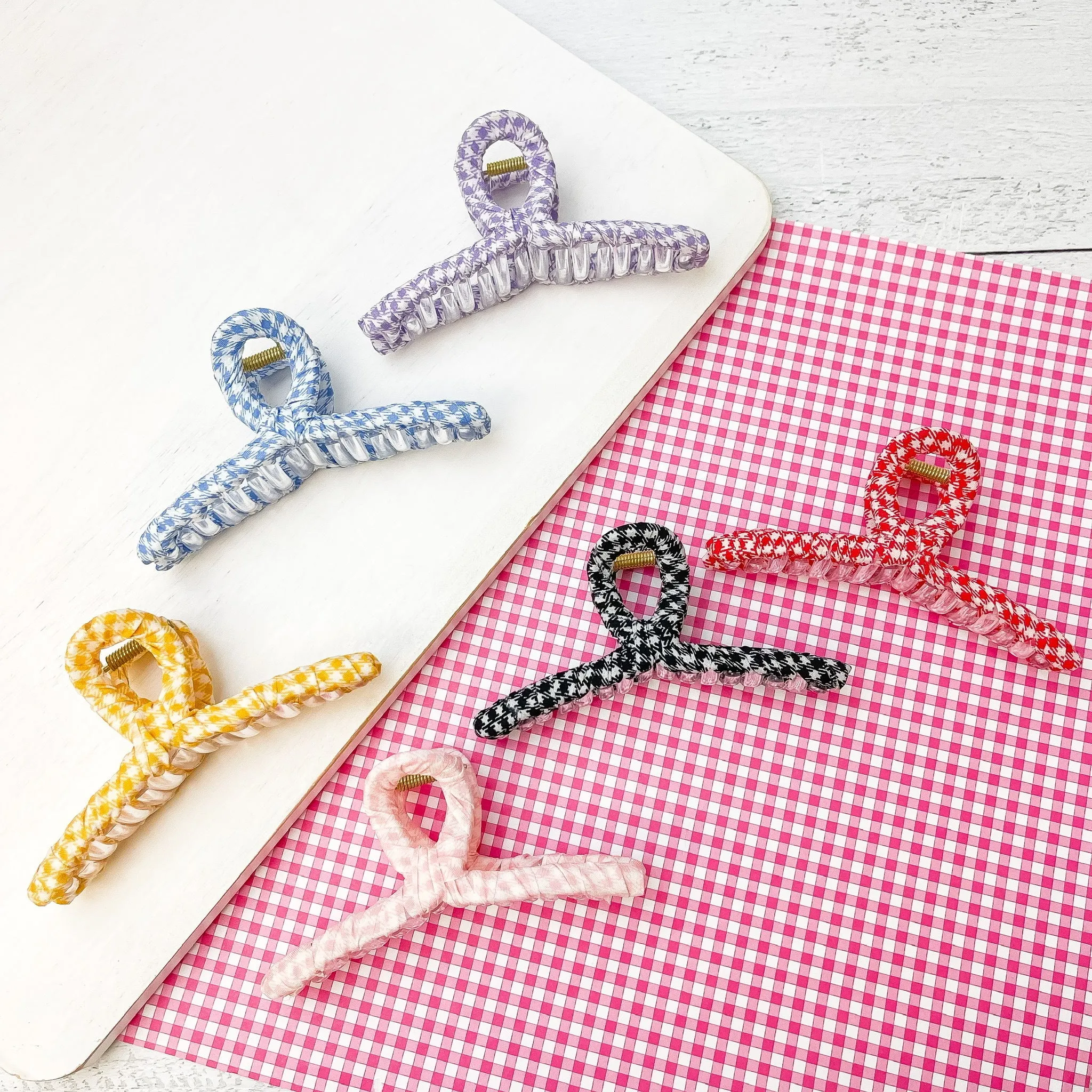 Gingham Claw Hair Clip - Purple