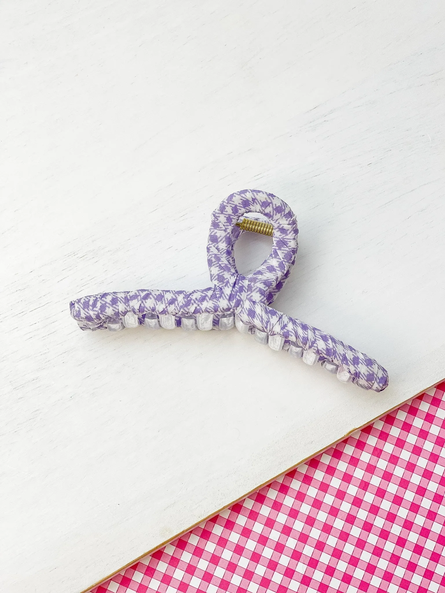 Gingham Claw Hair Clip - Purple