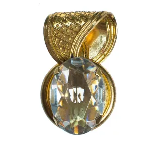 Gold Dress Clip with Headlight Topaz Crystal Rhinestone