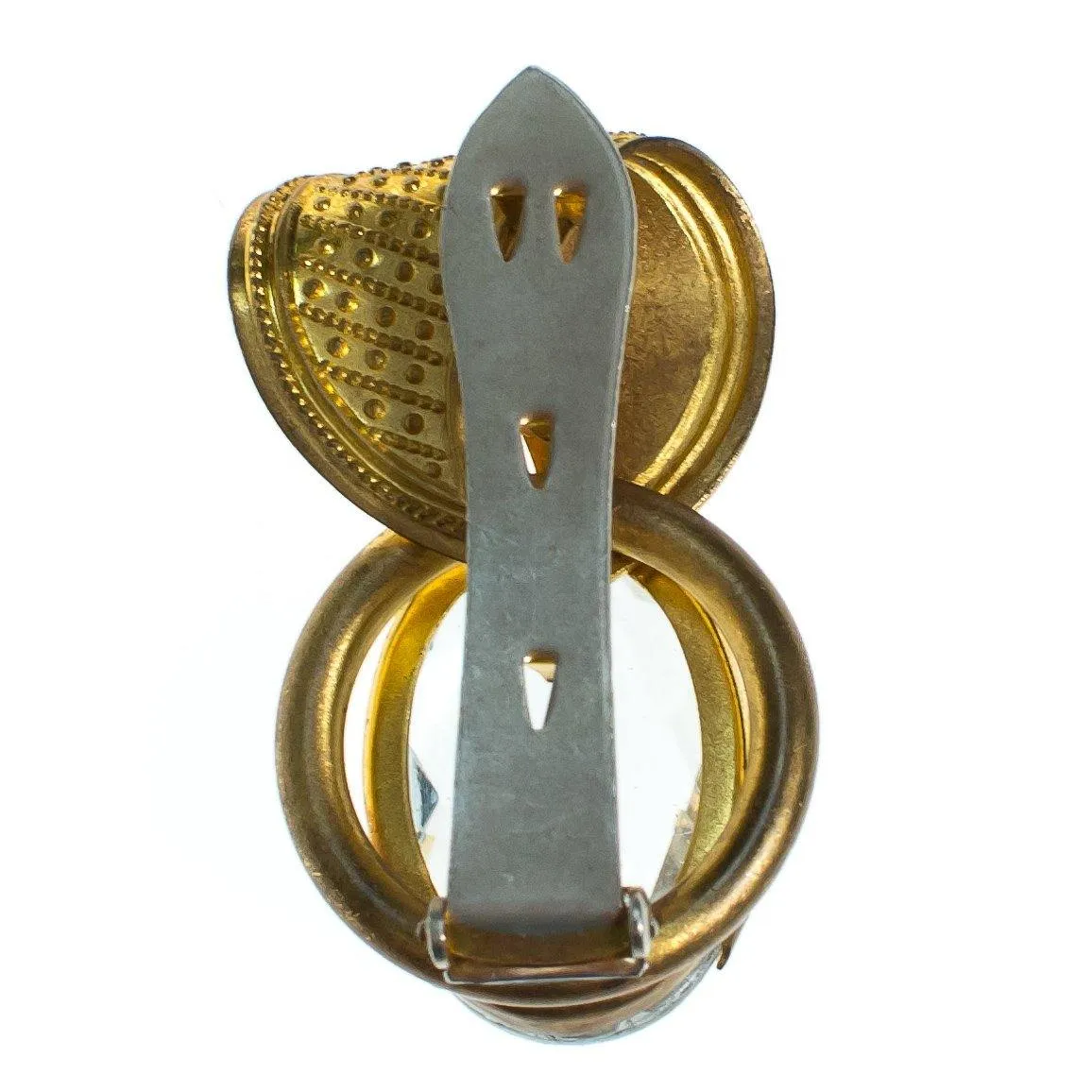 Gold Dress Clip with Headlight Topaz Crystal Rhinestone