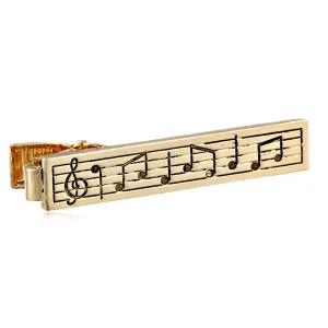 Gold Music Note Tie Clasp Clip Bar