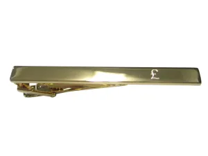 Gold Toned Etched British Pound Sterling Currency Sign Tie Clip