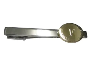 Gold Toned Etched Oval Letter F Monogram Tie Clip